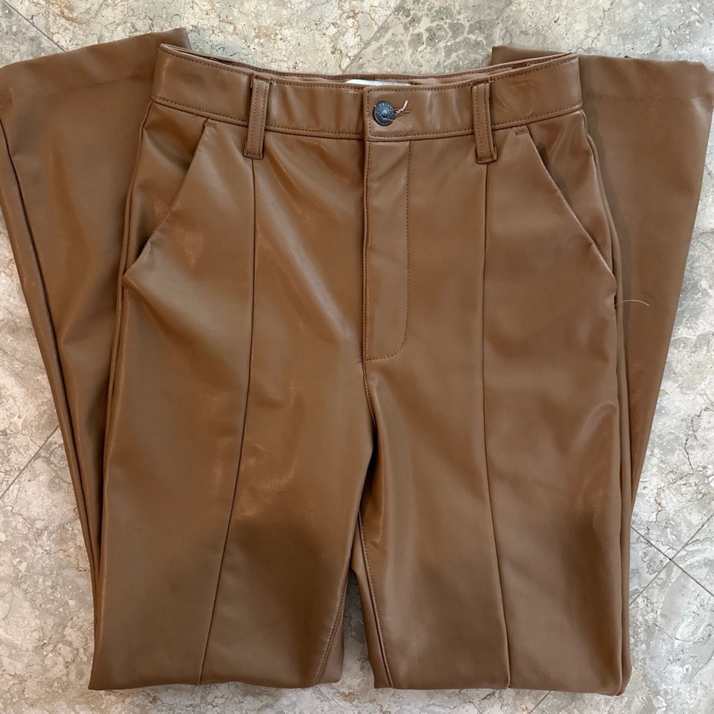 Brown Faux Leather Pants